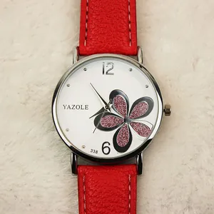 Orologio al Quarzo Quadrifoglio da Donna Quadrante Floreale Squisito Cassa in Lega Cinturino in Pelle Stile Coreano OL Orologio da Polso