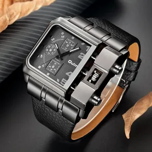 Orologio militare industriale da uomo oversize Oulm con dettaglio cinturino in pelle