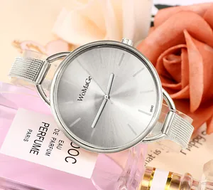 Elegante orologio da donna con cinturino in maglia argento e quadrante spazzolato