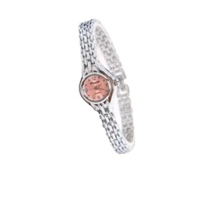 Elegante orologio da polso a bracciale al quarzo da donna con quadrante rosa e cinturino argento