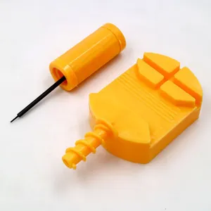 Durable yellow plastic watch band link remover tool for strap adjustment and repair