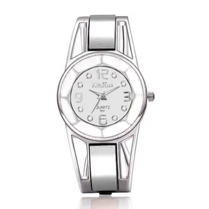 Orologio a bracciale XinHua classico in argento con quadrante bianco e cristalli