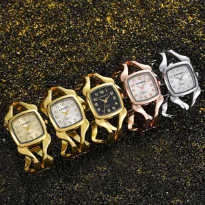 Sammlung von Cansnow Armreifuhren mit quadratischem Zifferblatt und Metallband