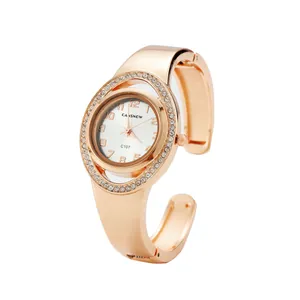 Elegante orologio a bracciale CANSNOW oro rosa da donna con lunetta in cristallo e quadrante bianco