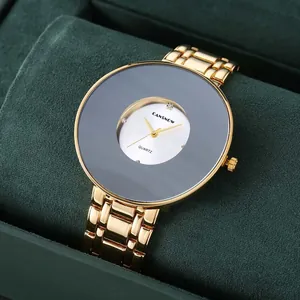 CANSNOW Orologio al Quarzo Vintage di Alta Qualità da Uomo Grande Quadrante Moda Medio Oriente Cinturino in Lega di Metallo Strass