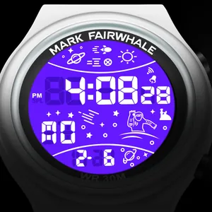Montre numérique sport Mark Fairwhale étanche avec affichage violet thème espace