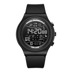 Montre de sport numérique Mark Fairwhale étanche avec cadran spatial et bracelet noir
