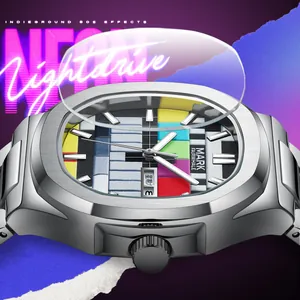 Reloj de cuarzo cuadrado plateado Mark Fairwhale con esfera colorida y correa acero