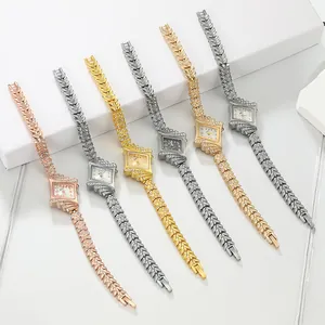 Detailed view of elegant ladies' rhinestone bracelet watches in multiple finishes.