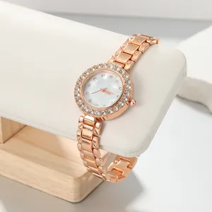 Mode Damen Strass Quarzuhr Zinklegierung Armband Armbanduhr Elegante Kleine Zifferblatt Analoge Uhr Für Party Alltag