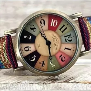 Μποέμ Χίπις Ρετρό Ρολόι Quartz Με Πολύχρωμο Υφαντό Λουράκι Εθνικό Στυλ Χάλκινη Κάσα Κράματος Αναλογικό Casual Ρολόι Χειρός Γυναίκες Άνδρες