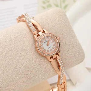 Luxury Women's Quartz Watch Round Dial Crossover Rhinestone Bracelet Elegant Fashion Jewelry Wristwatch For Daily Party Ladies Gift