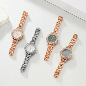 Women Luxury Alloy Rhinestone Bracelet Watch Quartz Movement Roman Numerals Elegant Fashion Jewelry Wristwatch For Daily Casual Office