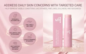 Close-up of pink collagen volume multi balm stick with targeted skin care benefits