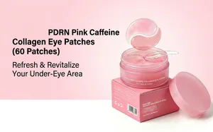 Pink caffeine collagen eye patches in jar for refreshing under-eye revitalization