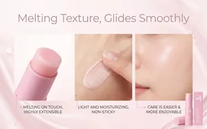 Close-up detail of collagen multi-use balm stick showing melting texture on skin