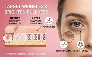Detailed diagram showing PDRN pink caffeine eye patch efficacy on wrinkles and dullness