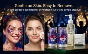 Nahaufnahme Detailansicht der einfachen Make-up-Entfernung des Glitzerstifts von Haut
