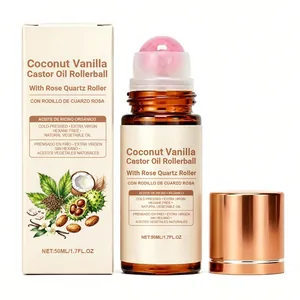 Roll-on de aceite de ricino coco y vainilla con cuarzo rosa para el cuidado corporal