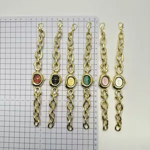 Montre à quartz ovale pour femme avec bracelet chaîne dorée, disponible en plusieurs couleurs