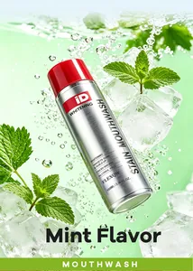 Détail du bain de bouche à la menthe avec des glaçons et des feuilles de menthe fraîches