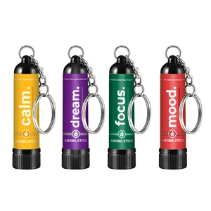 Set van 4 draagbare aroma neusinhalators met sleutelhangers voor focus en stemming