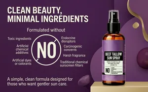 Detailed marketing view of Beef Tallow Sun Spray highlighting its clean beauty formula