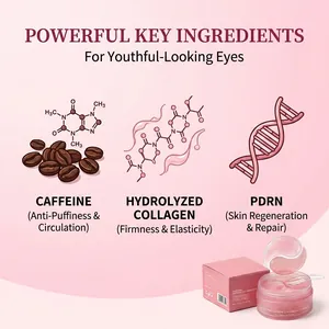Pink caffeine collagen eye patches with PDRN for anti-puffiness and firming care