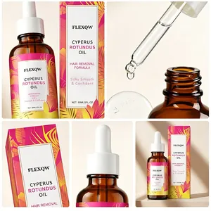 Detailed view of Cyperus Rotundus hair removal oil with dropper and liquid texture