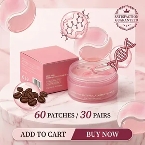 Moisturizing pink caffeine collagen eye patches set for hydrating and firming eye area