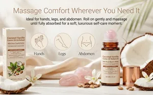 Roll-on de aceite de ricino coco y vainilla con cuarzo rosa para masaje corporal