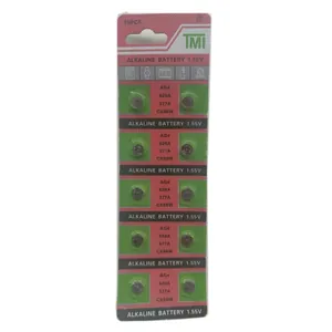 Set van 10 TMI AG4 377A alkaline knoopcelbatterijen 1,55V voor horloges en apparatuur