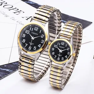 Montres quartz xapwv avec bracelet extensible en acier et cadran noir