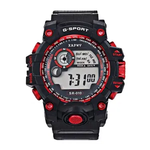 Digitale LED-Sportuhr Für Herren Studenten Multifunktions-Wasserdichte Kunststoffgehäuse PU-Armband Elektronische Armbanduhr G-Shock-Stil