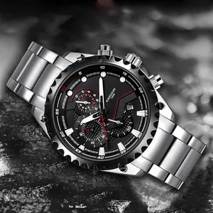 Montre de Sport à Quartz Étanche KIMSDUN pour Homme avec Bracelet en Acier Inoxydable