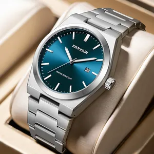KIMSDUN Heren Luxe Zakelijk Quartz Horloge Roestvrij Stalen Band Lichtgevend Waterdicht Kalender Datum Polshorloge Cadeau
