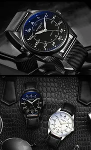 Montre à quartz ultra-mince KIMSDUN pour homme avec cadrans noir et blanc au choix.