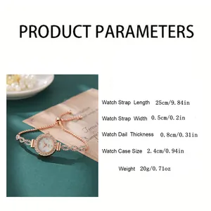 Montre bracelet pour femme en or rose avec strass et paramètres de taille détaillés