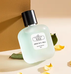 Detail shot of the elegant 50ml Flowerbasis Jasmine White Pomelo perfume bottle