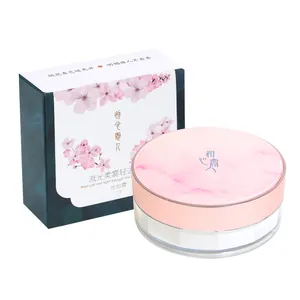 Poudre fixatrice libre imperméable de style Guochao avec boîte à fleurs et couvercle marbre