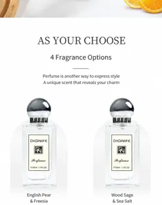 Detail view of Dignife perfume bottles featuring Wood Sage and Sea Salt scent.