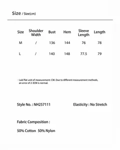 Guide des tailles et détails du tissu pour le trench-coat mi-long à double boutonnage