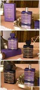 Detailed view of Middle Eastern oud perfume bottle with golden pattern and box