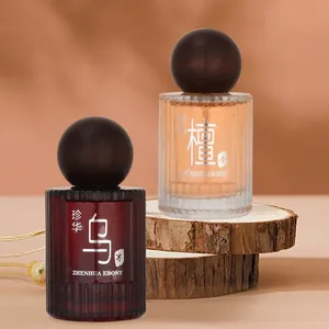 Unisex Wood Scent Perfume Ebony Sandalwood Long Lasting Fragrance 50ml Glass Bottle With Wooden Ball Cap Men Women Gift