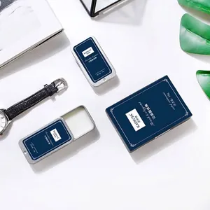 Set de bálsamo de perfume sólido portátil de larga duración en elegantes latas azules.