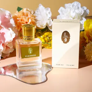 Elegant 50ml floral women's perfume in glass bottle with premium beige gift box