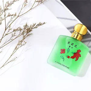 Profumo fresco al gelsomino in flacone da 35 ml in vetro smerigliato verde tappo d'oro