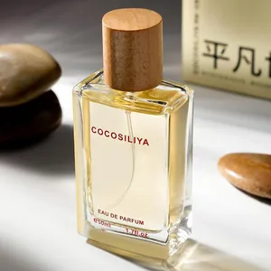 Elegante eau de parfum da uomo COCOSILIYA da 50 ml con tappo in legno minimalista
