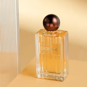 Parfum floral élégant Dignife pour femme en flacon de verre strié de 50 ml avec bouchon sphère