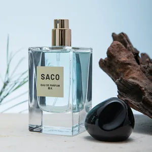 SACO άρωμα βετιβέρ ξυλώδες ουδέτερο eau de parfum σε γυάλινο μπουκάλι με ξύλο